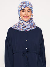 Nabia Blue and Gold Floral Printed Scarf